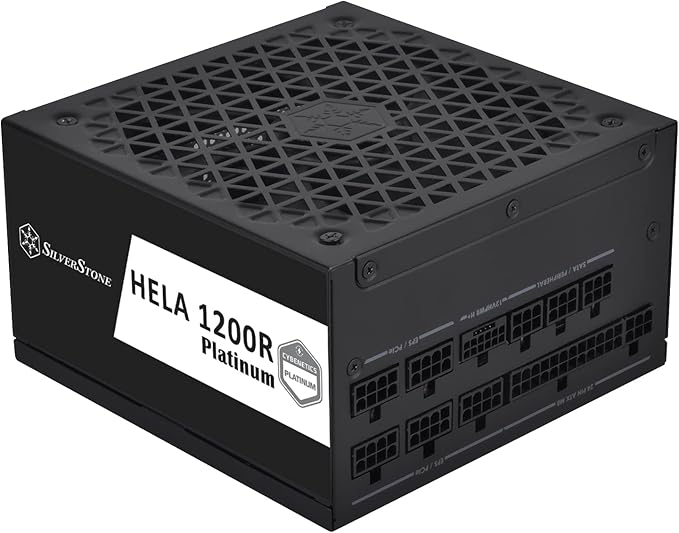 Silverstone Hela 1200R Fully Modular ATX Power Supply, Cybenetics Platinum, 1200W Max Output Power, Gen5 12VHPWR PCIe Connector, 135mm Silent FDB Fan, Active PFC, Black Image