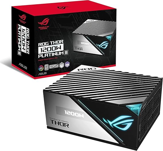 Asus Rog Thor 1200W Platinum II ATX Power Supply Unit, 80Plus Platinum Efficiency, ARGB Aura Sync, 100-240Vac AC Input Range, 1200W Total Output | 90YE00L0-B0NA00 Image