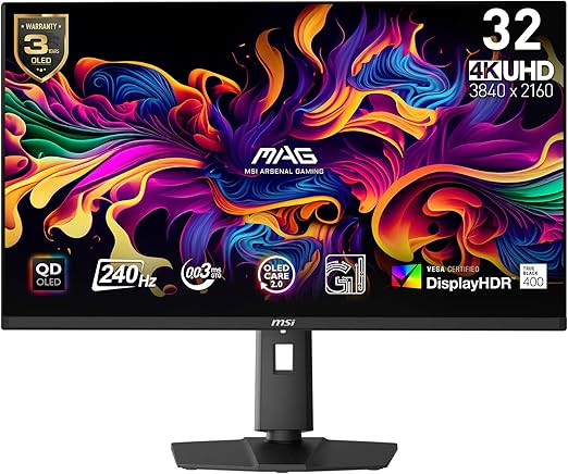 MSI MAG 321UPX QD-OLED, 32″ 4K UHD Quantum Dot OLED Gaming Monitor Image