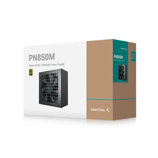 DeepCool PN850M Fully Modular Power Supply, 850W Power, 80 Plus Gold Certified, Active PFC + Full Bridge SRC LLC + DC to DC, Japanese Bulk Capacitor, FDB Fans, 120mm Fan Size, Black | R-PN850M-FC0B-UK Image