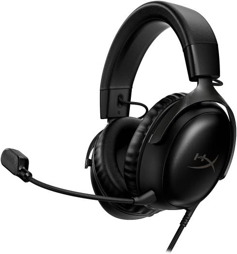 HyperX Cloud III Wired Gaming Headset, For PC / PS5 / Xbox Series, Angled 53mm Drivers, Noise Cancelling, With LED Mic Mute Indicator, 10Hz-21kHz Frequency Response, Black Image