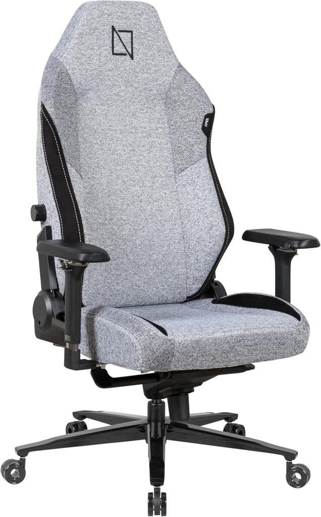 APEX PRO MAX, High Back Computer Gaming Chair with Magnetic 4D Swappable Armrests, Lumbar Pillow & Magnetic Headrest by NAVO كرسي الألعاب (PRO MAX UltraWeave – Grey) Image