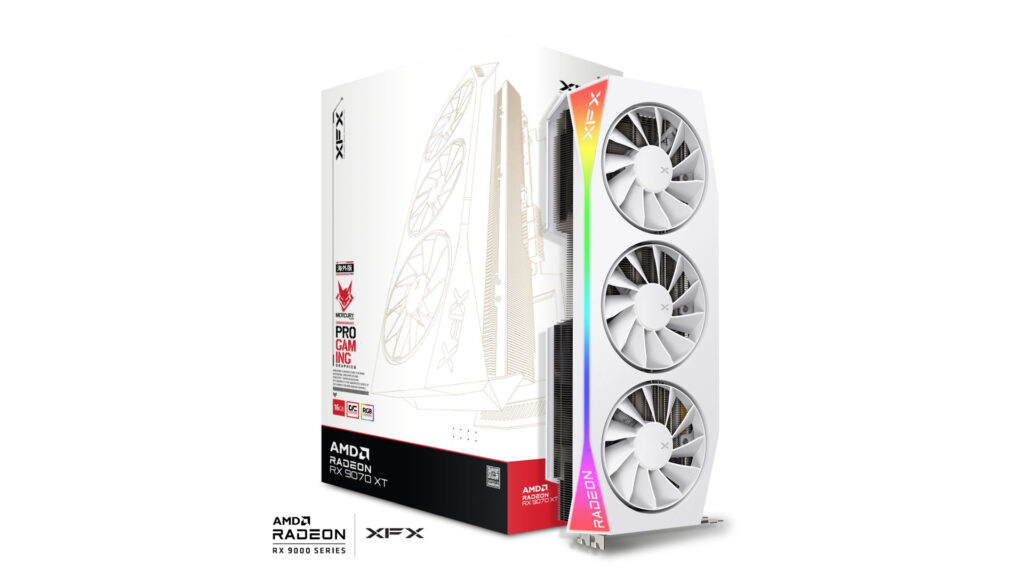 XFX Mercury AMD Radeon RX 9070XT OC White Gaming Edition with RGB Graphics Card Image