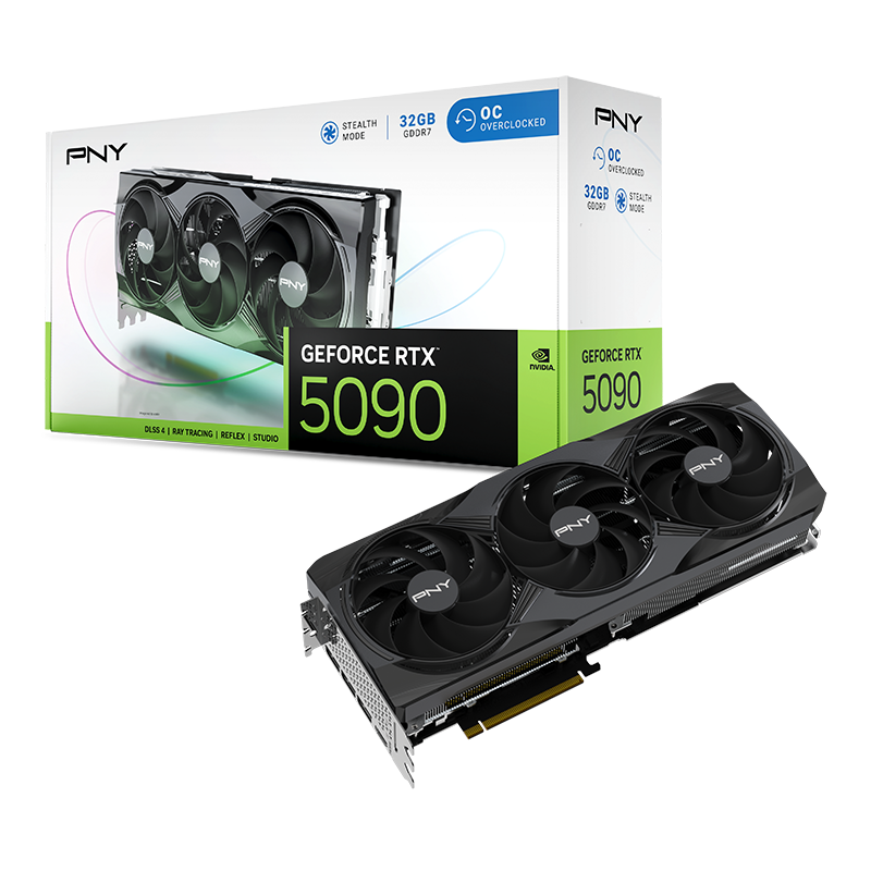 PNY GeForce RTX 5090 OC Triple Fan BLACK Graphics Card Image