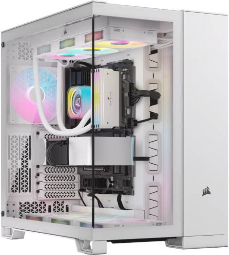 CORSAIR CASE 6500X TEMPERED GLASS MID-TOWER, WHITE/SATIN GRAY ALUMINUM CASE Image