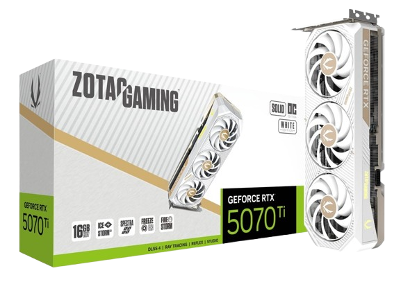 ZOTAC RTX 5070 TI SOLID CORE 16GB OC WHITE GRAPHICS CARD Image