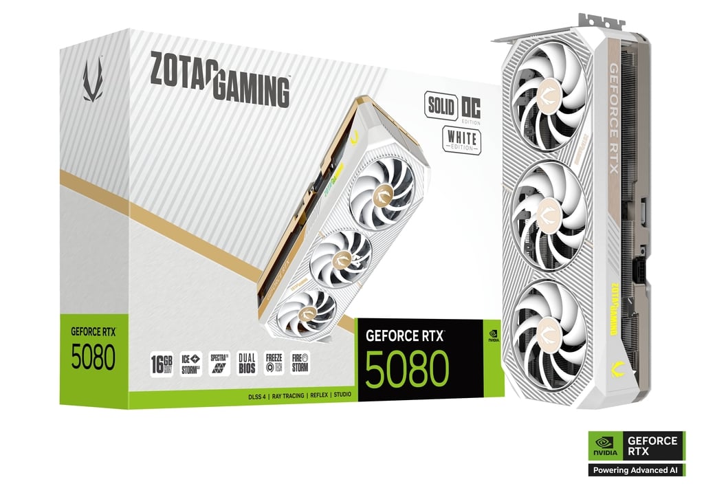 ZOTAC GAMING GeForce RTX 5080 SOLID OC White Edition Graphics Card Image