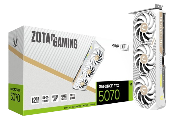 ZOTAC RTX 5070 12GB AMP WHITE GRAPHICS CARD Image
