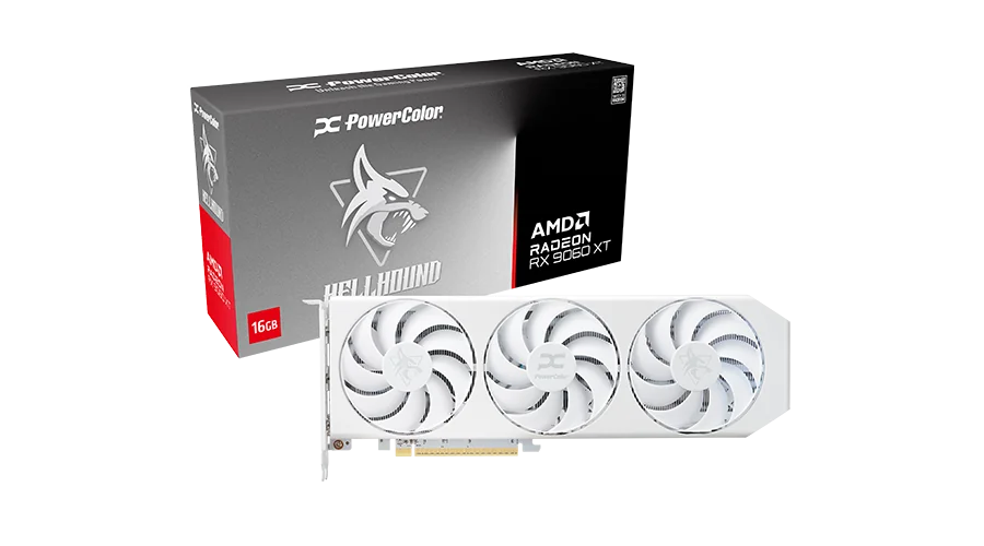 POWERCOLOR HELLHOUND SPECTRAL WHITE RX 9060 XT 16GB GRAPHICS CARD Image