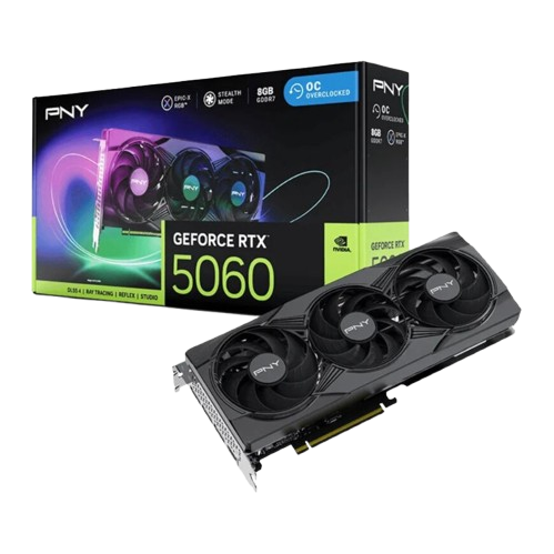 PNY RTX 5060 8GB OC ARGB 3-FAN BLACK GPU Image