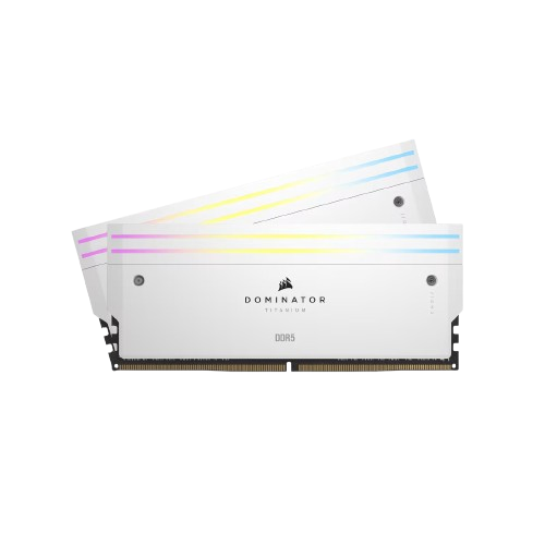 CORSAIR DOMINATOR TITANIUM RGB 32GB (2x16GB) DDR5 6000MHz CL30 Intel XMP Memory Kit — White Image